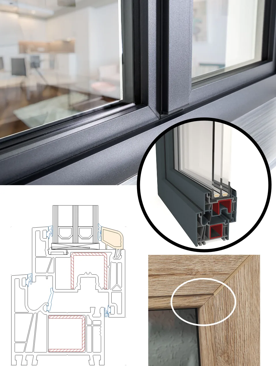 GEALAN-LINEAR® 74 MD 45°
oblé zasklívací lišty, řezané standardně 45°